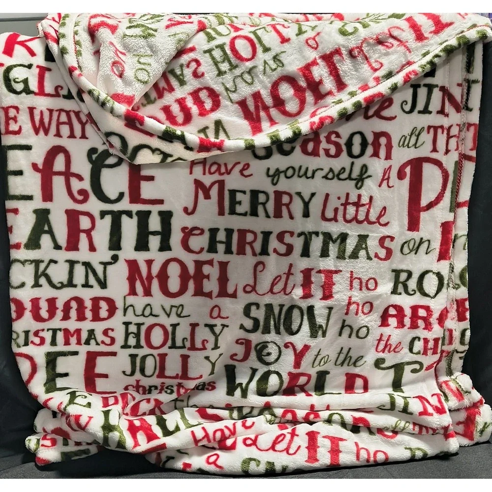 Christmas Velvet Throw, Style Studio, White, Red, Green, 50